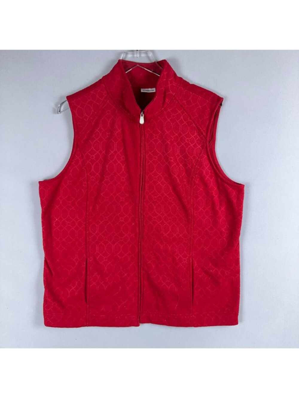 Croft & Barrow Vest Size XL Red Quilted Full-Zip Sleeveless Geometric Pattern - Picture 2 of 10